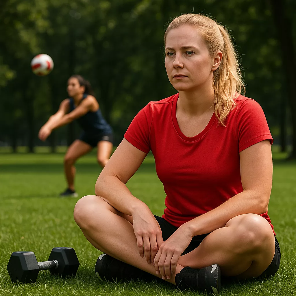 Mulher alongando a perna antes do treino